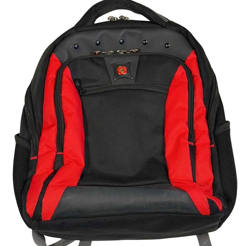 SwissGear Backpack Wenger Laptop Black Red Travel School Carry On Bag 15"